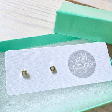 Tiny Gold Open Square Studs