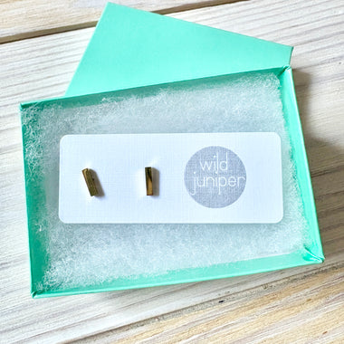 Tiny Gold Bar Studs