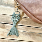 Macrame Mermaid Tail Keychain- Sage